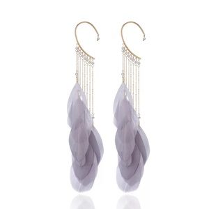 1 pair Bohemian ethnography feather cuff earrings